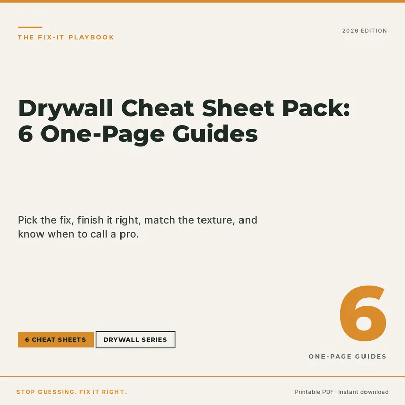 The Drywall Cheat Sheet Pack, six one-page drywall guides in one PDF