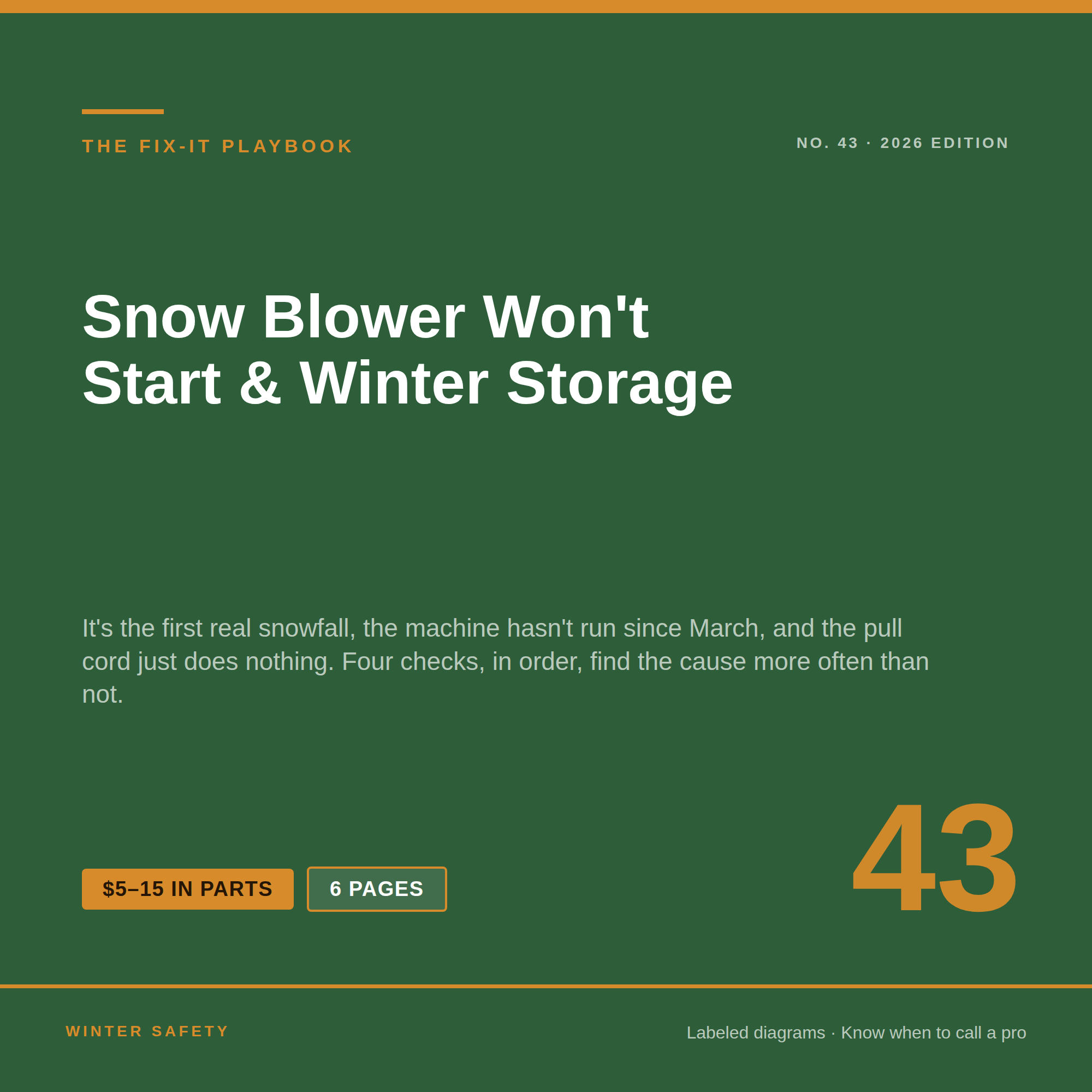Snow Blower Won't Start & Winter Storage